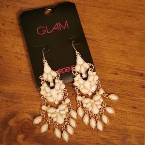 White stone dangle earrings